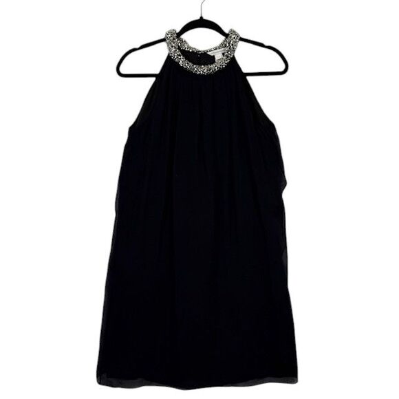 Diane Von Furstenberg Silk Lainey Embellished Dress Black w/ Silver Beads Size 4 - Picture 4 of 14